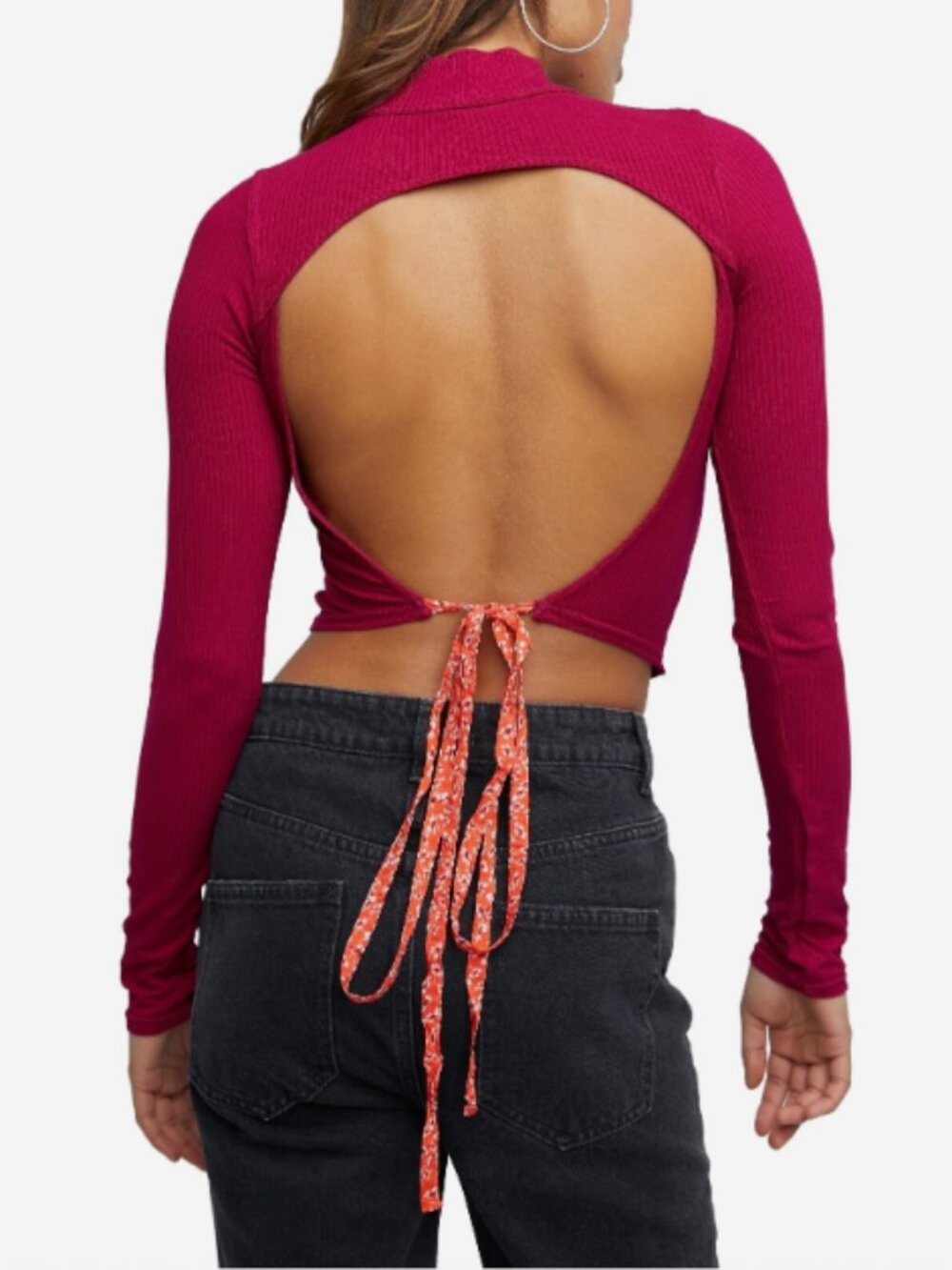 Free People Edge of Town Open Back Crop Top NWT Small